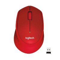 Miš LOGITECH M330 Silent Plus, optički, 1000dpi, bežični, crveni, USB