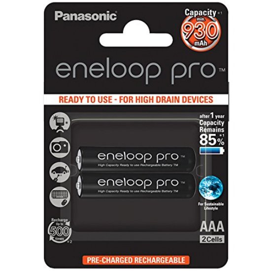 Baterija PANASONIC Eneloop Pro BK4HCDE2BE, tip AAA, punjive, 930 mAh, 2kom