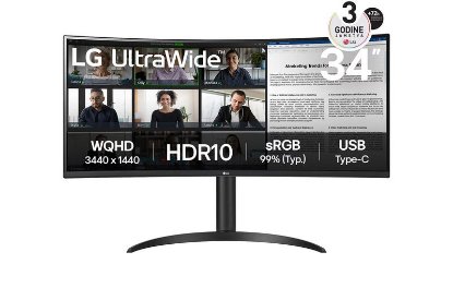 Premium monitor 34" LG UltraWide 34WR55QK-B.AEU, UWQHD, VA, 100Hz, 5ms, 300cd/m2, zakrivljeni, crni