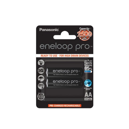 Baterija PANASONIC Eneloop Pro BK3HCDE2BE, tip AA, punjive, 2500 mAh, 2kom