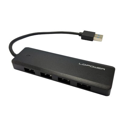 USB HUB LCPOWER LC-HUB-U3-4-V2, USB 3.2 na 4x USB 3.2, USB-C, crni