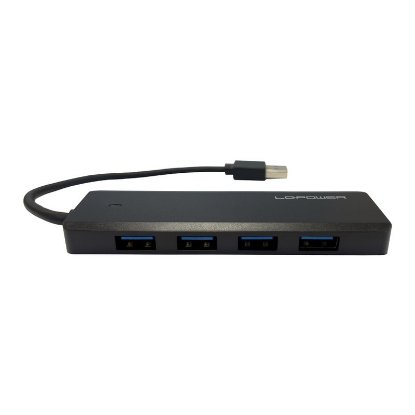 USB HUB LCPOWER LC-HUB-U3-4-V2, USB 3.2 na 4x USB 3.2, USB-C, crni