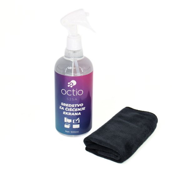 Sredstvo za čišćenje OCTIO S25A, za ekrane, krpica, sprej, 500ml