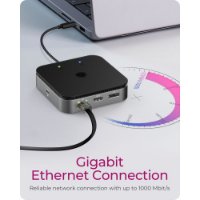 Docking station ICY BOX IB-DK408-C41, USB-C 4 na 1x DP, 1x HDMI, LAN, 2x USB-A, USB-C PD 60W, audio