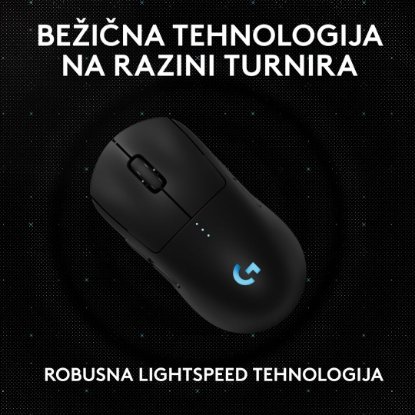 Miš LOGITECH Pro 2 Lightspeed, RGB, optički, bežični, 32000dpi, crni