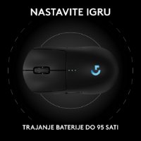 Miš LOGITECH Pro 2 Lightspeed, RGB, optički, bežični, 32000dpi, crni