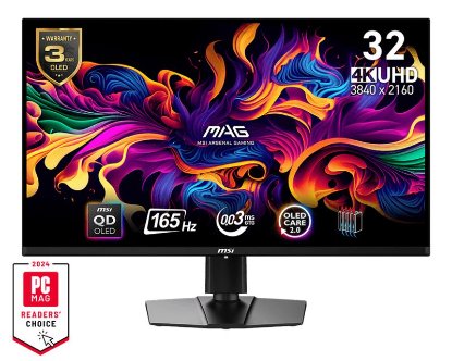 Gaming monitor 31.5" MSI MAG 321UP QD-OLED, 4K UHD, OLED, 165Hz, 1ms, 250cd/m2, FreeSync, pivot, crni