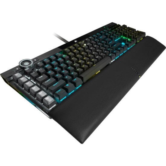 Tipkovnica CORSAIR K100 RGB, optičko-mehanička, Corsair OPX, US Layout, USB, crna