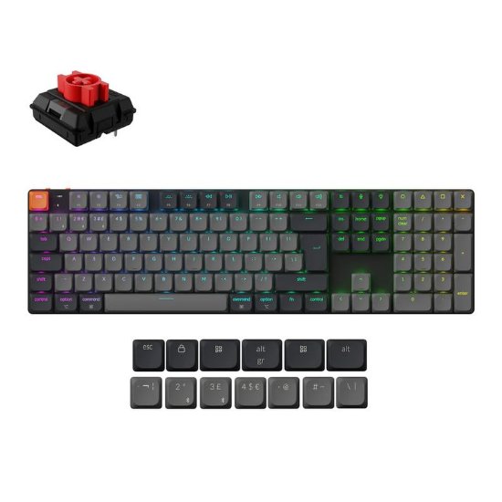 Tipkovnica KEYCHRON K5, RGB, Milk POM Red Switch, UK Layout, bežična, crna