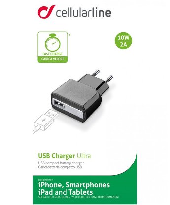 Kućni punjač CELLULARLINE, 2A, crni