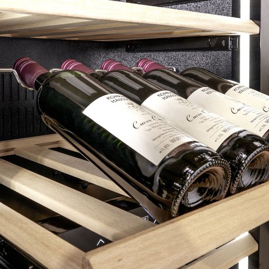 Ugradbeni hladnjak za vino CASO DESIGN WineDeluxe WD 41, za 41 bocu, 2 temperaturne zone, energetski razred F, crni