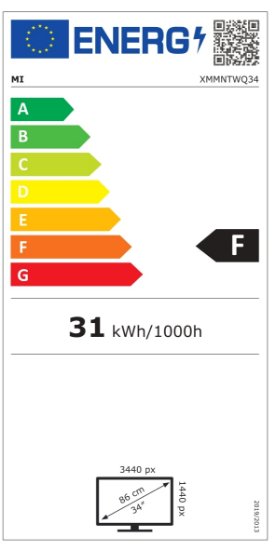 Gaming monitor 34" XIAOMI Curved Gaming G34WQi, UWQHD, VA, 180Hz, 1ms, 350cd/m2, FreeSync, zakrivljeni, crni