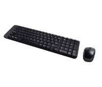 Tipkovnica + miš LOGITECH MK220 Wireless Desktop, bežična, crna, kompaktna, USB