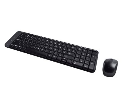 Tipkovnica + miš LOGITECH MK220 Wireless Desktop, bežična, crna, kompaktna, USB