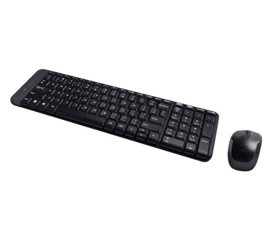 Tipkovnica + miš LOGITECH MK220 Wireless Desktop, bežična, crna, kompaktna, USB