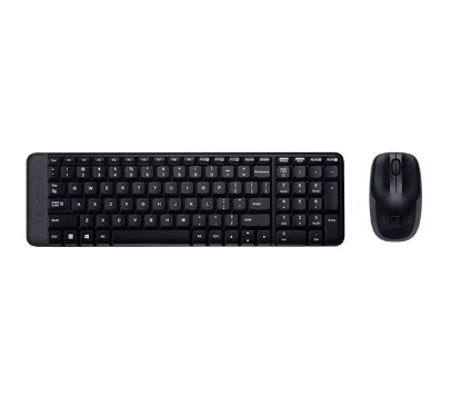 Tipkovnica + miš LOGITECH MK220 Wireless Desktop, bežična, crna, kompaktna, USB