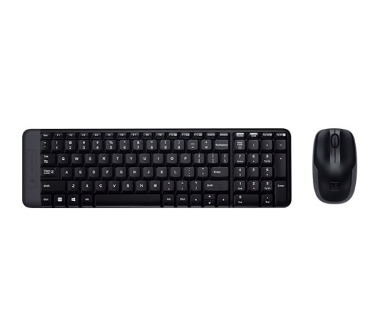 Tipkovnica + miš LOGITECH MK220 Wireless Desktop, bežična, crna, kompaktna, USB