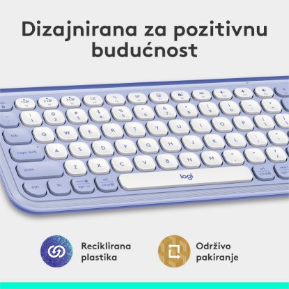 Tipkovnica LOGITECH POP Icon Keys, bežična, US Layout, BT, ljubičasto-bijela