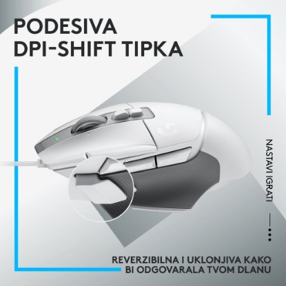 Miš LOGITECH Gaming G502 X, optički, 25600dpi, bijeli, USB