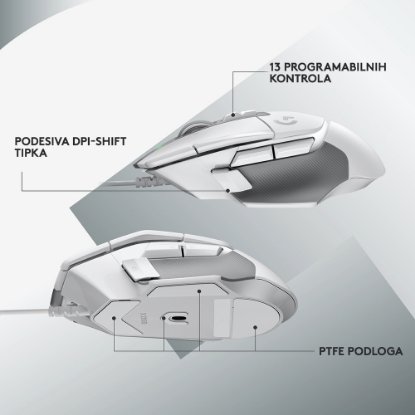 Miš LOGITECH Gaming G502 X, optički, 25600dpi, bijeli, USB