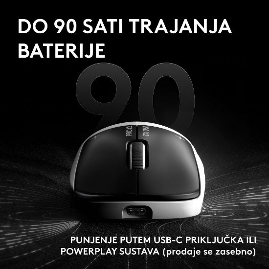 Miš LOGITECH Pro X2 Superstrike, bežični, optički, 44000dpi, bijeli, USB