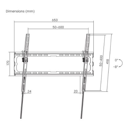 Nosač zidni za TV SBOX PLB-3446T-2, 37"-70", nagibni