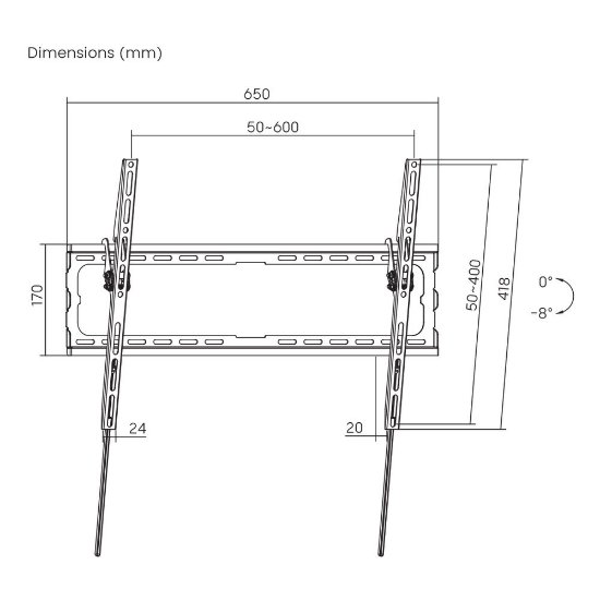 Nosač zidni za TV SBOX PLB-3446T-2, 37"-70", nagibni