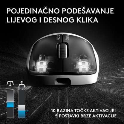 Miš LOGITECH Pro X2 Superstrike, bežični, optički, 44000dpi, bijeli, USB