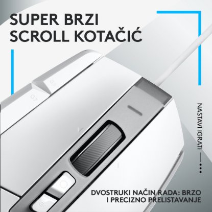 Miš LOGITECH Gaming G502 X, optički, 25600dpi, bijeli, USB