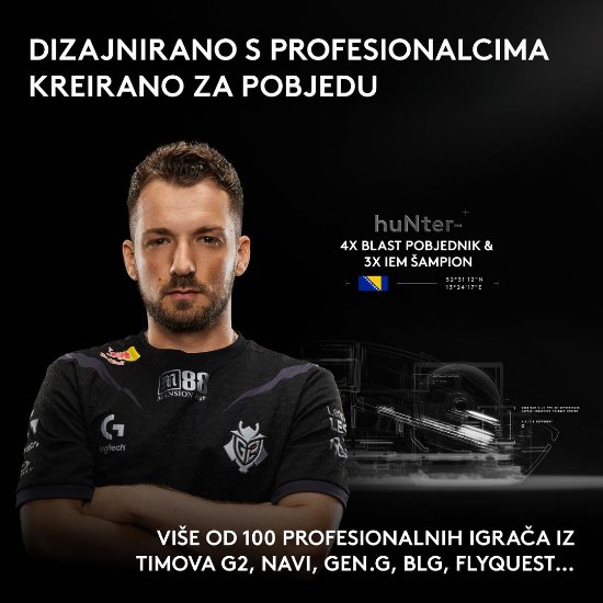 Miš LOGITECH Pro X2 Superstrike, bežični, optički, 44000dpi, bijeli, USB