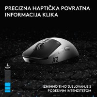 Miš LOGITECH Pro X2 Superstrike, bežični, optički, 44000dpi, bijeli, USB