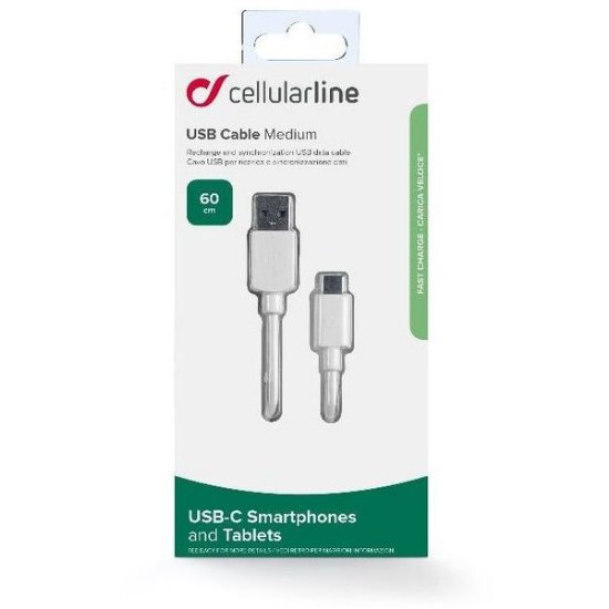 Kabel CELLULARLINE, USB (M) na USB-C (M), 0.6m, bijeli