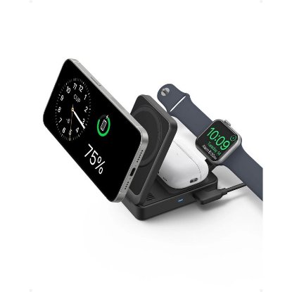 Bežični punjač ANKER MagGo 15W, stalak, MagSafe, 3u1 za Apple iPhone, Watch i AirPods, crni