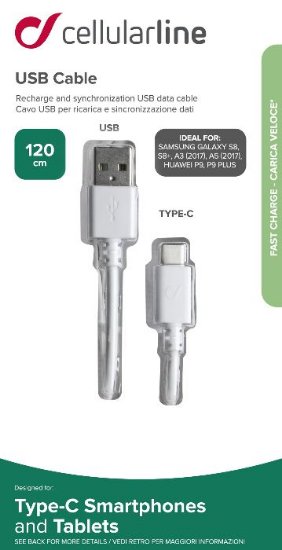 Kabel CELLULARLINE, USB 2.0 (M) na USB-C (M), 1,2 m, bijeli