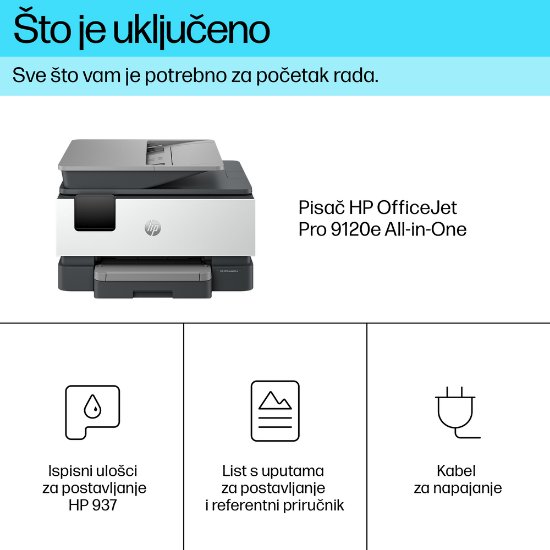 Multifunkcijski printer HP OfficeJet Pro 9120e, printer/scanner/copier/fax, 4800dpi, 512MB, USB, LAN, WiFi, Instant Ink