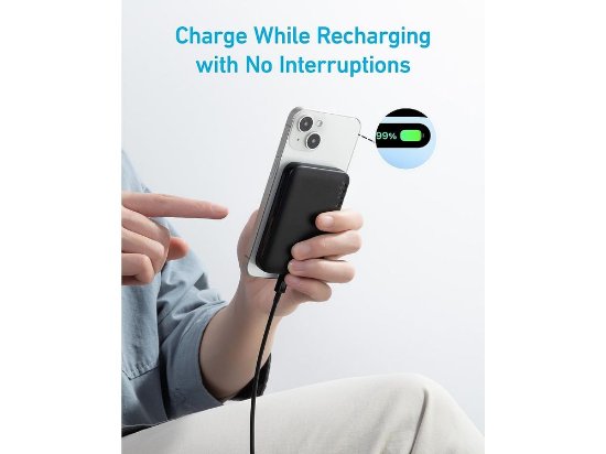 Mobilni USB punjač ANKER 321 MagGo PowerCore 5K, 5000 mAh, 3xUSB, magnetski, crni