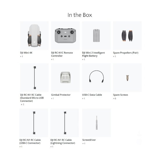 Dron DJI Mini 4K, 4K kamera, 3-axis gimbal, vrijeme leta do 31min, upravljanje daljinskim upravljačem, sivi