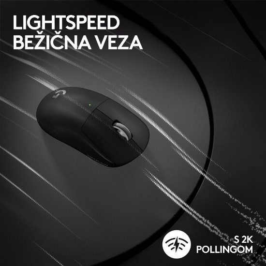 Miš LOGITECH Pro X Superlight 2, bežični, optički, 32000dpi, crni, USB