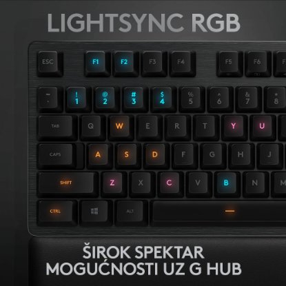 Tipkovnica LOGITECH Gaming G513 Carbon, RGB, mehanička, GX Brown Tactile, US layout, crna