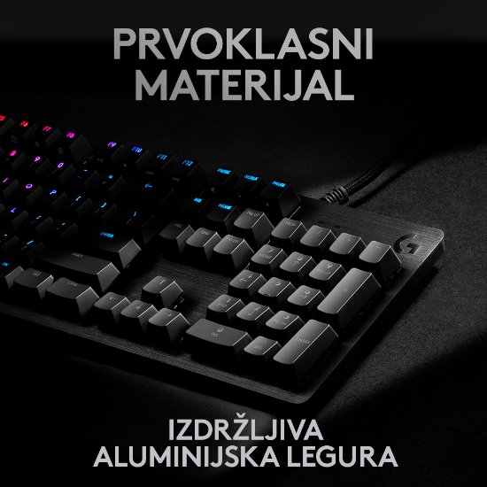 Tipkovnica LOGITECH Gaming G513 Carbon, RGB, mehanička, GX Brown Tactile, US layout, crna