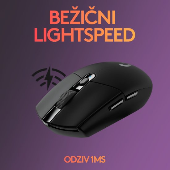 Miš LOGITECH Gaming G305 Lightspeed, bežični, optički, 12000dpi, crni, USB