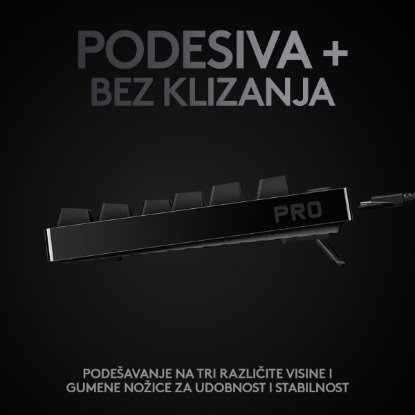 Tipkovnica LOGITECH G Pro TKL, GX Blue, mehanička, RGB, crna, USB