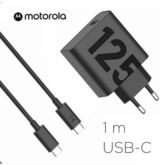 Kućni punjač MOTOROLA Turbo Power, 125W, USB-C, USB-C kabel, crni