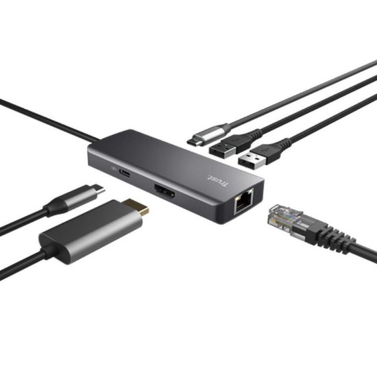 Docking station TRUST Dalyx, 6 u 1, USB-C na 2x USB 3.1, 2xUSB-C, HDMI, LAN