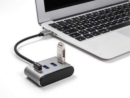 USB HUB DELOCK, 4 USB-A 3.0, 1 USB-A za punjenje, sivi