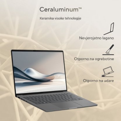 Laptop ASUS Zenbook 14 UX3407RA-QD026X / Snapdragon Elite X1E 78 100, 32GB, 1TB SSD, Qualcomm Adreno, 14" WUXGA OLED, Windows 11 Pro, sivi