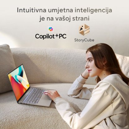 Laptop ASUS Zenbook 14 UX3407RA-QD026X / Snapdragon Elite X1E 78 100, 32GB, 1TB SSD, Qualcomm Adreno, 14" WUXGA OLED, Windows 11 Pro, sivi