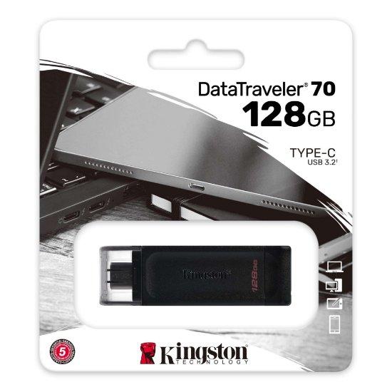 Memorija USB-C FLASH DRIVE,128 GB, KINGSTON DT70/128GB, crni