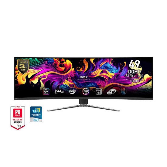 Gaming monitor 49" MSI MPG 491CQP QD-OLED, 5K DQHD, OLED, 144Hz, 1ms, 250cd/m2, zakrivljeni, crni
