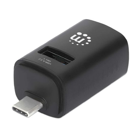 USB mini razdjelnik MANHATTAN, USB-C na 3x USB-A, crni